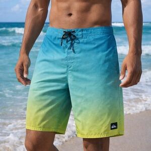 Quiksilver Gradient Blue and Yellow Board Shorts
